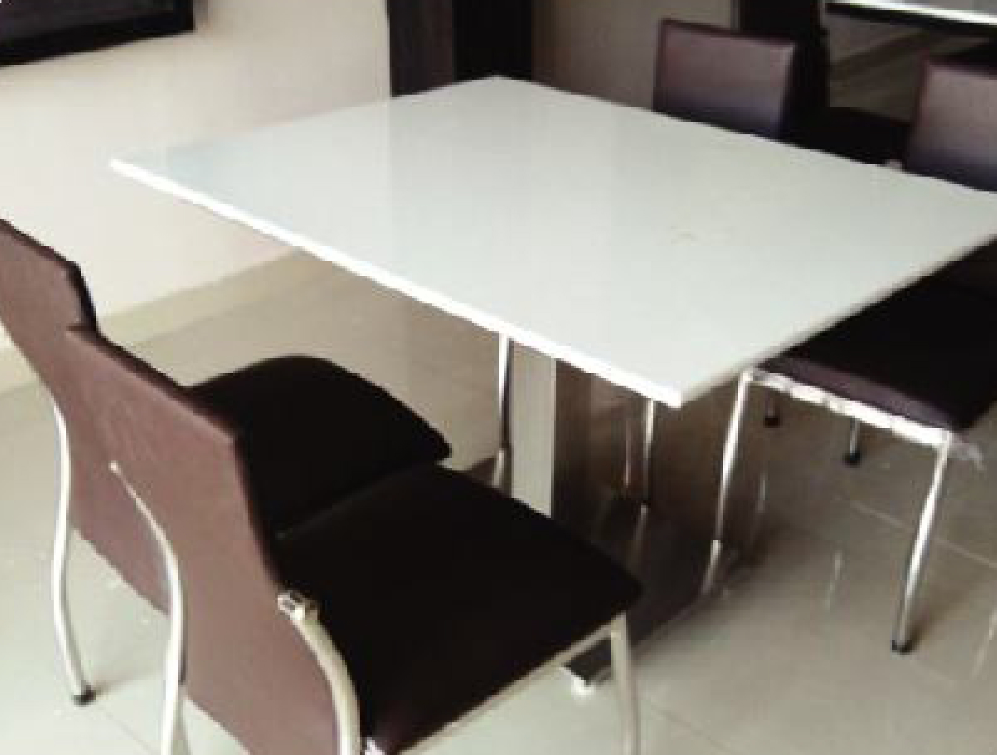 SS 4 Seater Dining Table with Corian Top & Chair